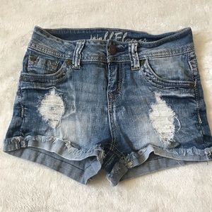 distressed cuffed denim shorts | size: 0/1